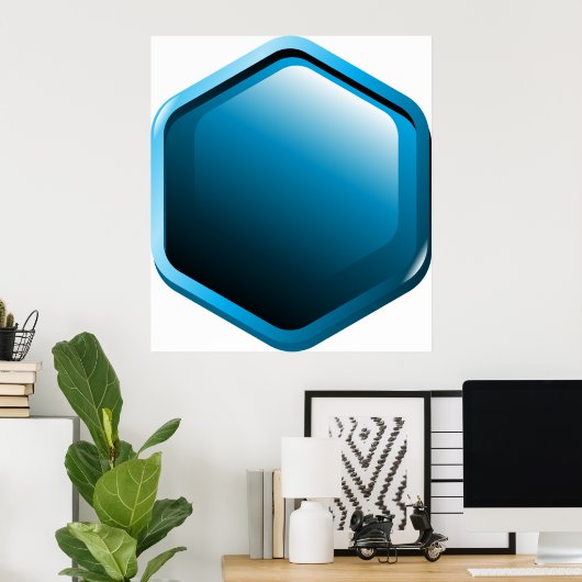 Blue Hexagon Poster (Thuiskantoor)
