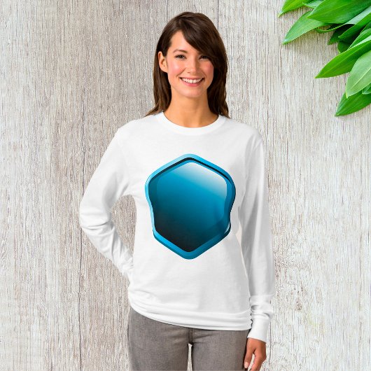 Blue Hexagon Vrouwen Lange-sleeve T-shirt