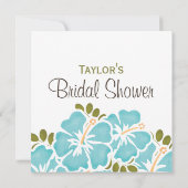 Blue Hibiscus Bridal Shower Invitations Kaart (Achterkant)