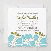 Blue Hibiscus Bridal Shower Invitations Kaart (Voorkant)