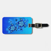 Blue Hibiscus en Honu Turtles Bagagelabel (Voorkant horizontaal)