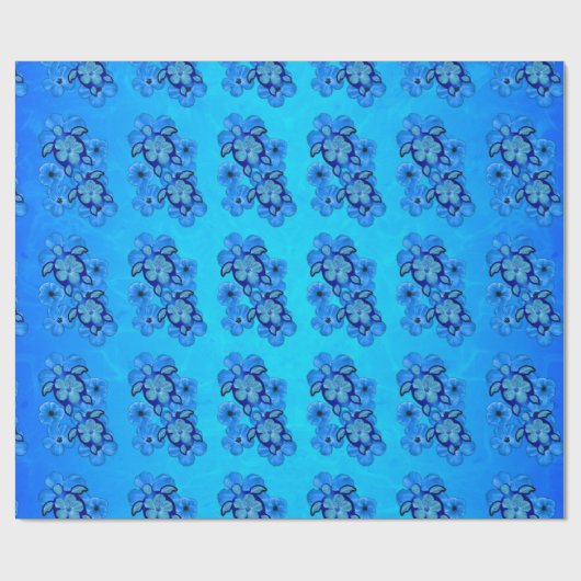 Blue Hibiscus en Honu Turtles Cadeaupapier (Vlak)