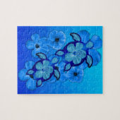 Blue Hibiscus en Honu Turtles Legpuzzel (Horizontaal)