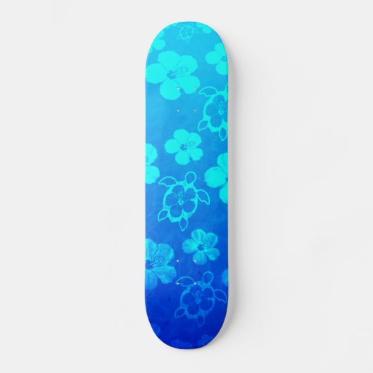 Blue Hibiscus en Honu Turtles Persoonlijk Skateboard (Voorkant)