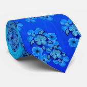 Blue Hibiscus en Honu Turtles Stropdas (Opgerold)