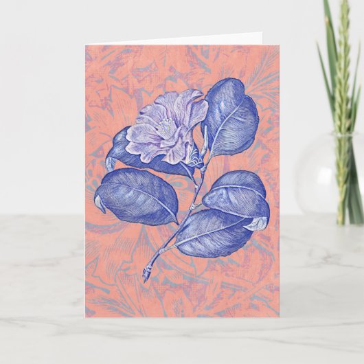Blue Hibiscus Flower Art Deco Note Kaart (Voorkant)