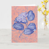 Blue Hibiscus Flower Art Deco Note Kaart (Gele Bloem)
