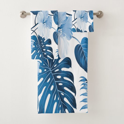 Blue Hibiscus Flower Classy Tropical Beach House Bad Handdoek (Insitu)