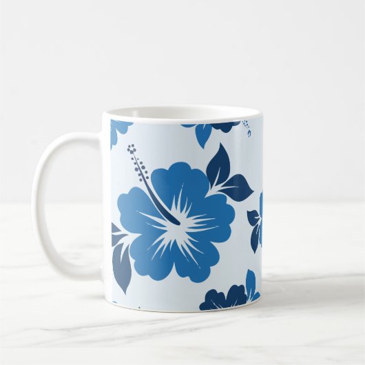 Blue Hibiscus Flowers Koffiemok (Links)