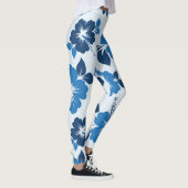 Blue Hibiscus Flowers Leggings (Rechts)
