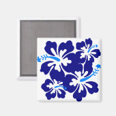 Blue Hibiscus Pattern Magneet (Voorkant / Achterkant)
