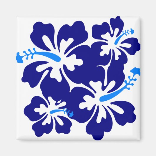 Blue Hibiscus Pattern Magneet (Voorkant)