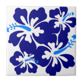 Blue Hibiscus Pattern Tegeltje (Voorkant)