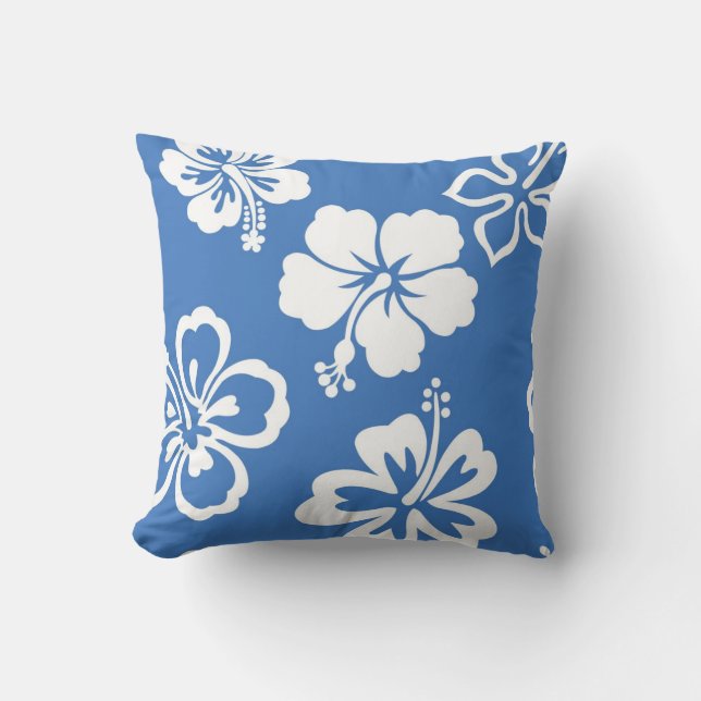 Blue Hibiscus Pillow Kussen (Voorkant)