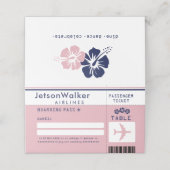Blue Hibiscus & Pink Airline Ticket voor gasten Plaatskaartje (Buitenkant ongevouwen)