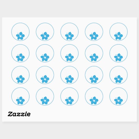 Blue Hibiscus Ronde Sticker (Vel)