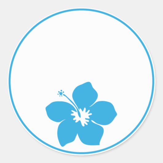 Blue Hibiscus Ronde Sticker (Voorkant)