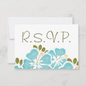 BLUE HIBISCUS RSVP WEDDING RESPONDS KAARTEN (Voorkant)