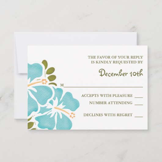 BLUE HIBISCUS RSVP WEDDING RESPONDS KAARTEN (Achterkant)