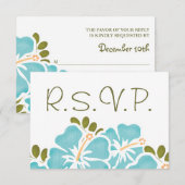 BLUE HIBISCUS RSVP WEDDING RESPONDS KAARTEN (Voorkant / Achterkant)