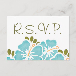 BLUE HIBISCUS RSVP WEDDING RESPONDS KAARTEN KAARTJE