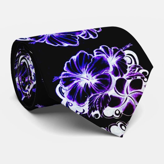 Blue Hibiscus Stropdas (Opgerold)