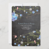 Blue Hibiscus & Swallows Floral Chalkboard Wedding Kaart (Achterkant)