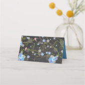 Blue Hibiscus & Swallows Floral Chalkboard Wedding Plaatskaartje (Achterkant)