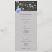 Blue Hibiscus & Swallows Floral Chalkboard Wedding Programmakaart (Voorkant)