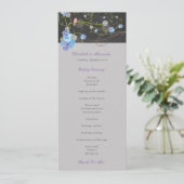 Blue Hibiscus & Swallows Floral Chalkboard Wedding Programmakaart (Staand voorkant)