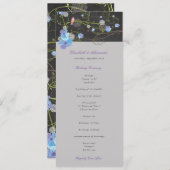 Blue Hibiscus & Swallows Floral Chalkboard Wedding Programmakaart (Voorkant / Achterkant)