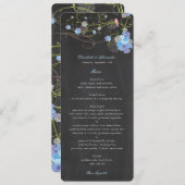 Blue Hibiscus & Swallows Floral Chalkboard Wedding Programmakaart (Voorkant / Achterkant)