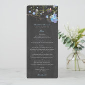 Blue Hibiscus & Swallows Floral Chalkboard Wedding Programmakaart (Staand voorkant)