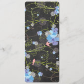 Blue Hibiscus & Swallows Floral Chalkboard Wedding Programmakaart (Achterkant)