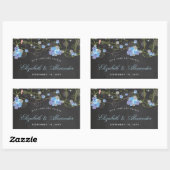 Blue Hibiscus & Swallows Floral Chalkboard Wedding Rechthoekige Sticker (Vel)