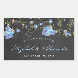 Blue Hibiscus & Swallows Floral Chalkboard Wedding Rechthoekige Sticker