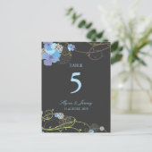 Blue Hibiscus Swallows Floral Wedding Table Number Briefkaart (Staand voorkant)