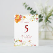 Blue Hibiscus Swirls & Swallows Floral Wedding Briefkaart (Staand voorkant)