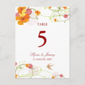 Blue Hibiscus Swirls & Swallows Floral Wedding Briefkaart (Voorkant)