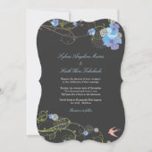 Blue Hibiscus Swirls & Swallows Floral Wedding Kaart (Voorkant)