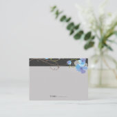 Blue Hibiscus Swirls & Swallows Floral Wedding Plaatskaartje (Staand voorkant)