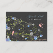 Blue Hibiscus Swirls & Swallows Floral Wedding Plaatskaartje (Achterkant)