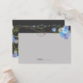 Blue Hibiscus Swirls & Swallows Floral Wedding Plaatskaartje