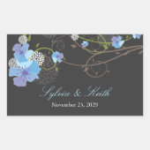 Blue Hibiscus Swirls & Swallows Floral Wedding Rechthoekige Sticker (Voorkant)