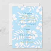 Blue Hibiscus Wedding Invitation Kaart (Achterkant)