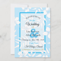 Blue Hibiscus Wedding Invitation