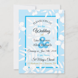 Blue Hibiscus Wedding Invitation Kaart