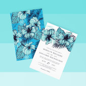 Blue Hibiscus Wedding Invitation Kaart