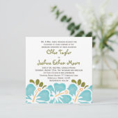 Blue Hibiscus Wedding Invitations Kaart (Staand voorkant)