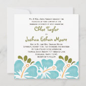 Blue Hibiscus Wedding Invitations Kaart (Voorkant)